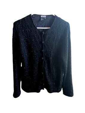 Medium Cardigan Sweater Beaded NYBASED Sequin Accents NYBased Wool Knit